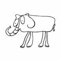 Vector black and white illustration of an elephant. Royalty Free Stock Photo
